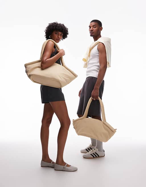 OLEND haku large nylon shoulder tote bag in butter yellow | ASOS