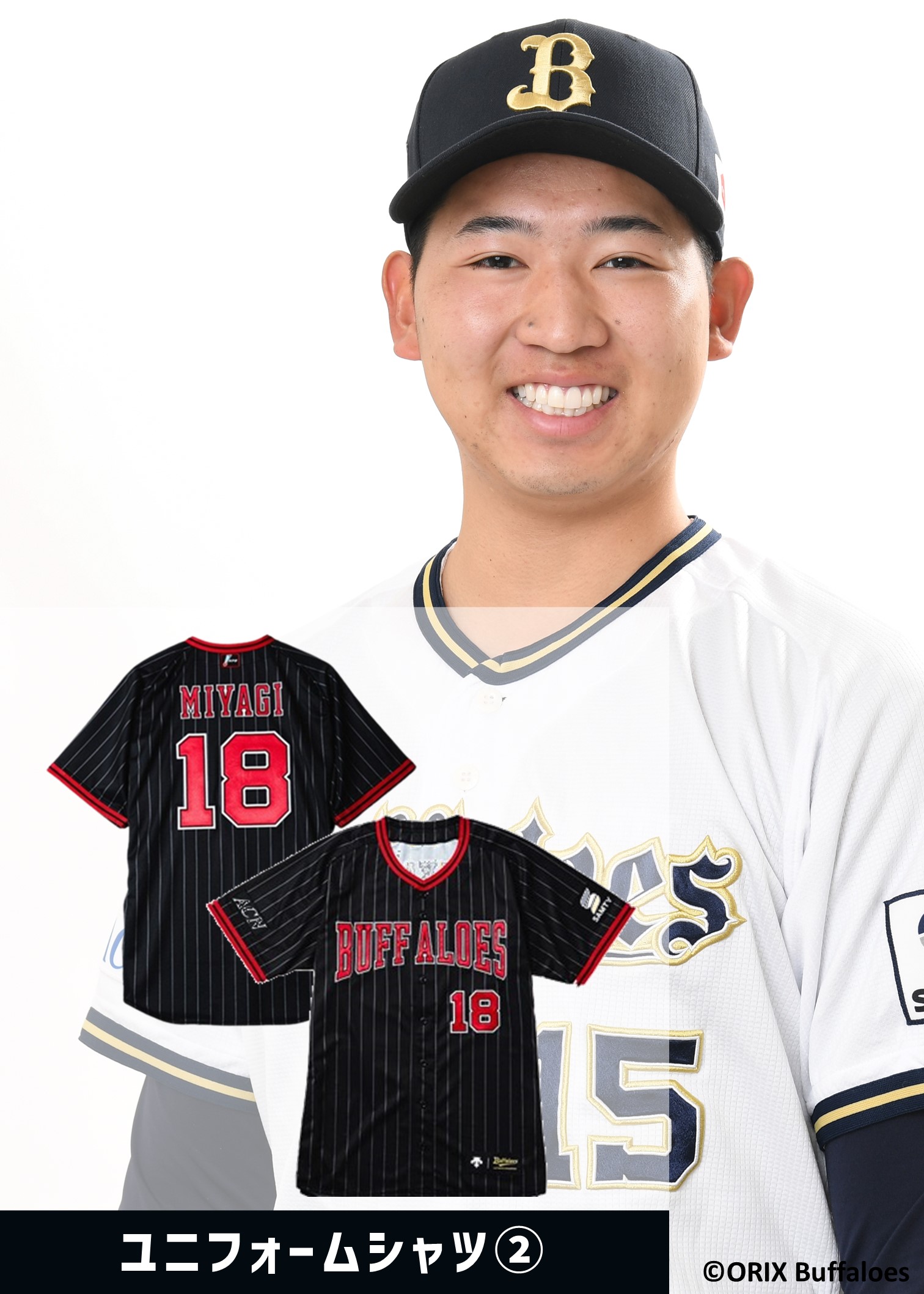 オリックス 2017 大阪夏の陣 山岡泰輔 直筆サイン フォト① オリックス