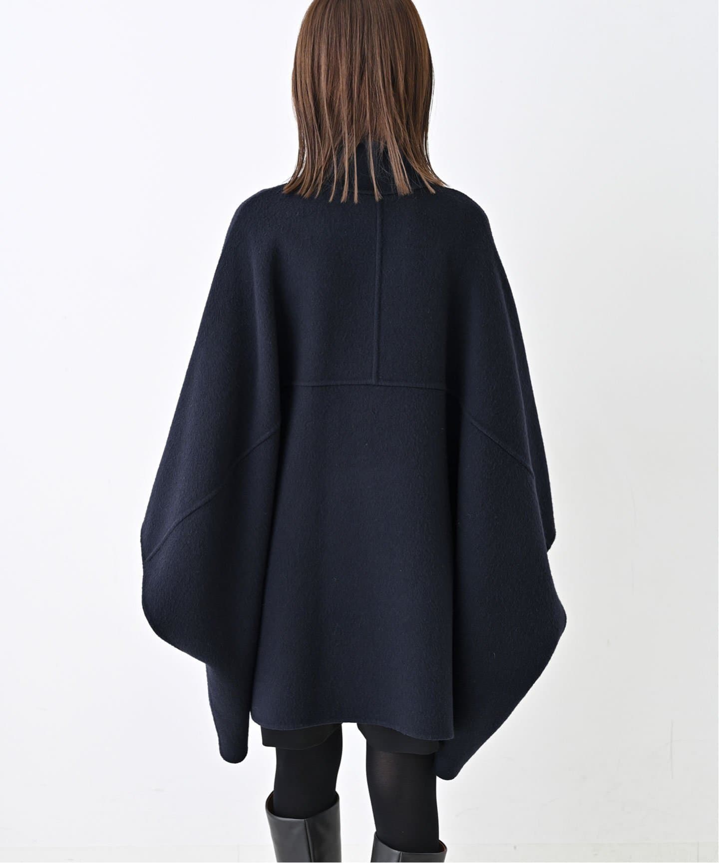 WEB限定/追加》スタンドカラーダブルフェイスポンチョ（ポンチョ