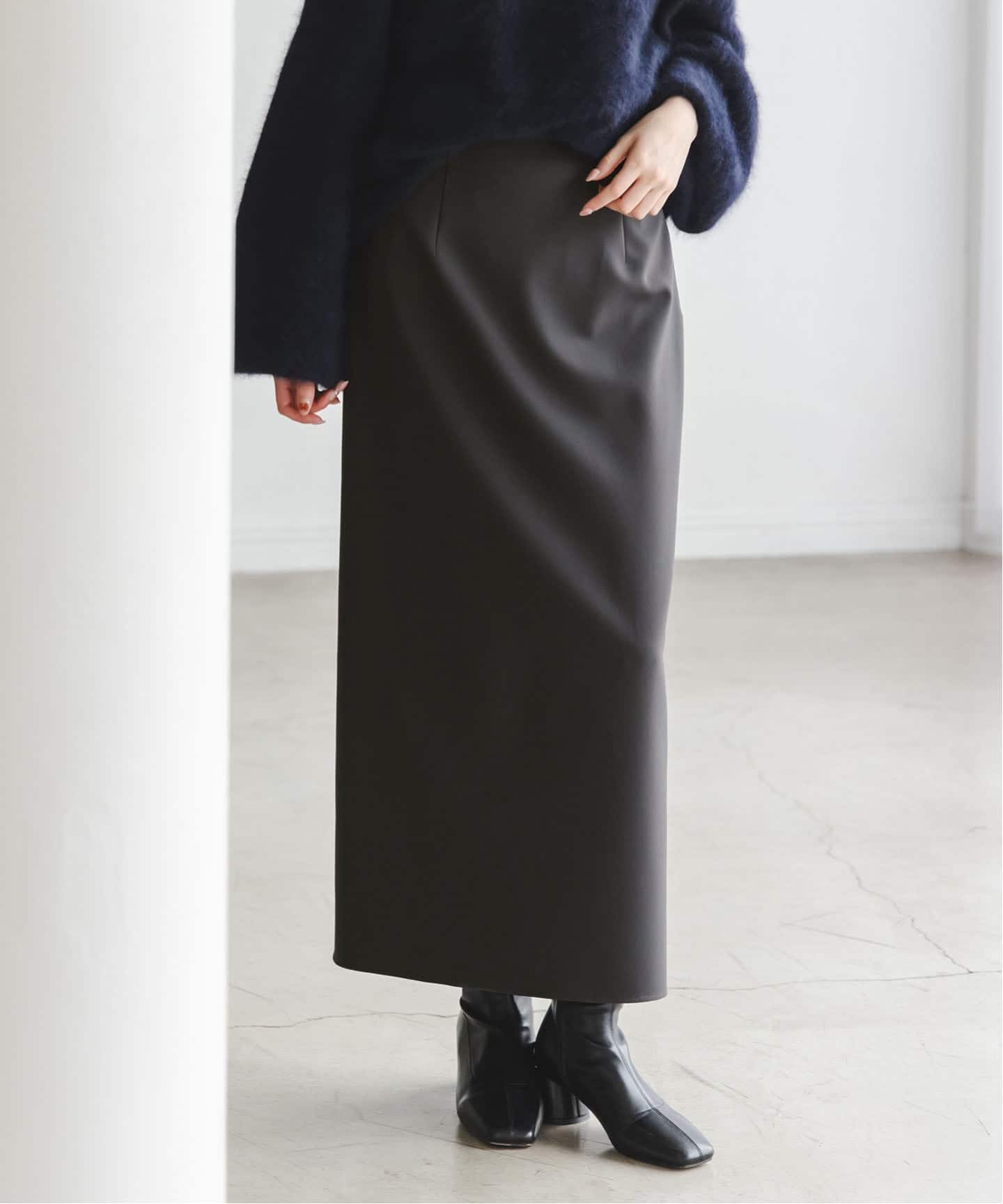WEB限定追加》ジャージーライクカラータイトスカート（ロング・マキシ