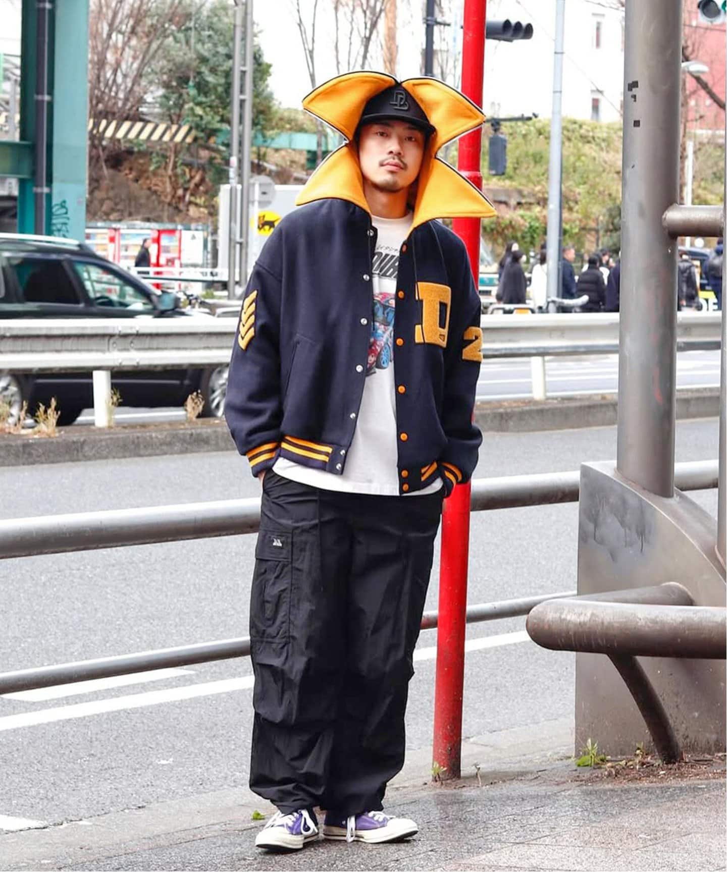 doublet / ダブレット】PETAL MOUTH HOOD VARSITY JACKET（スタジャン