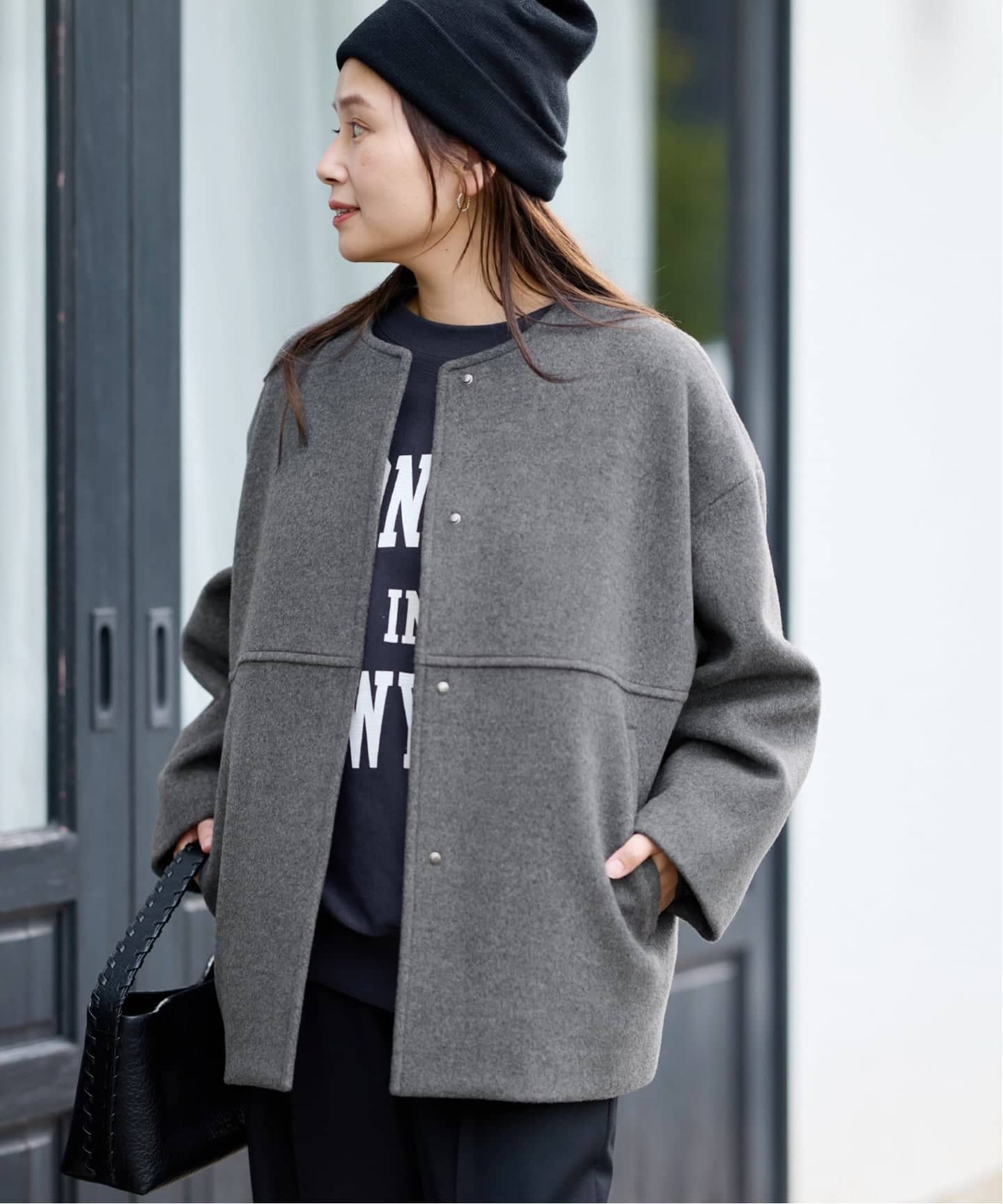 追加4》スーパー140ビーバーノーカラーショートコート（ノーカラー