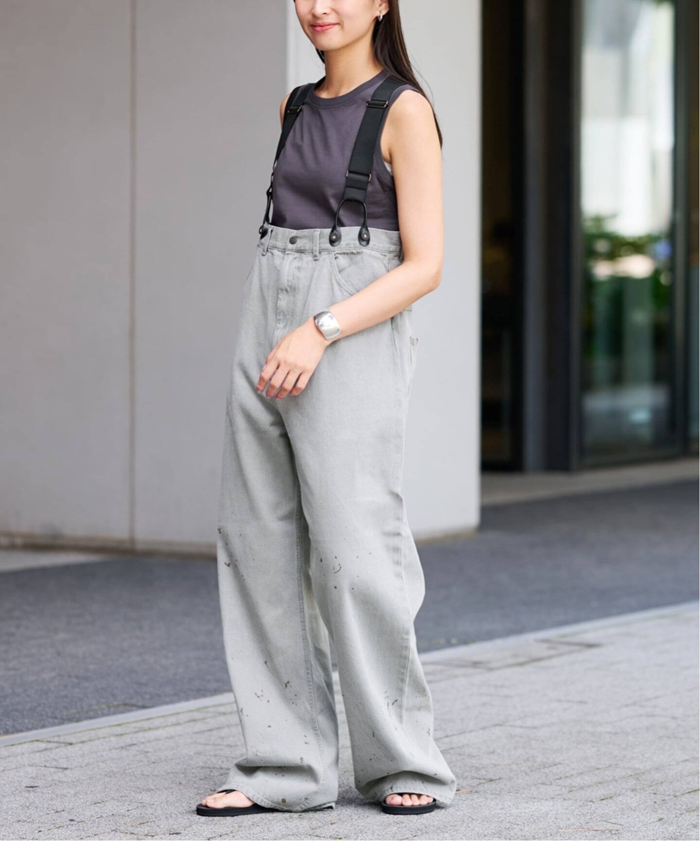 しゅうと】PEOPLE SENSE ペイント加工 ワイドパンツ グレー しゅうと