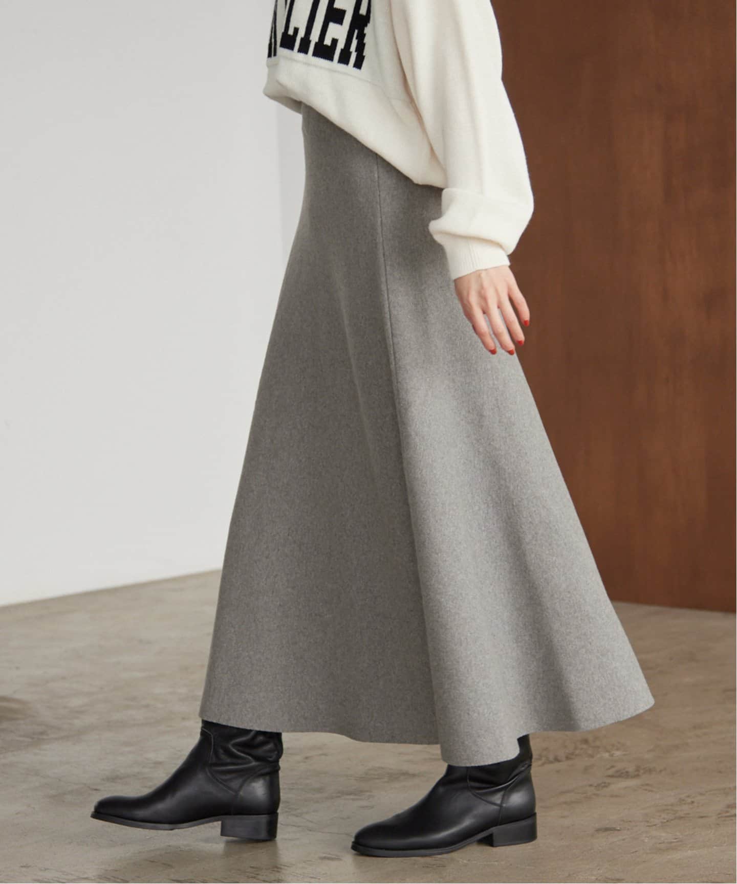 ミラノリブニットフレアスカート（ロング・マキシ丈スカート）｜SLOBE