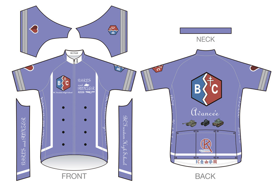 ガールズ&パンツァー あんこうチーム サイクルジャージ M ガールズ