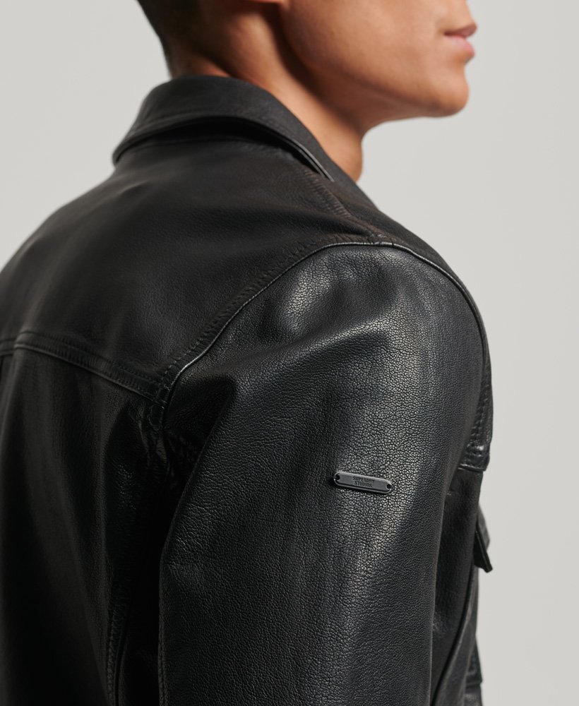 mens 70s Leather Jacket in Black | Superdry IE