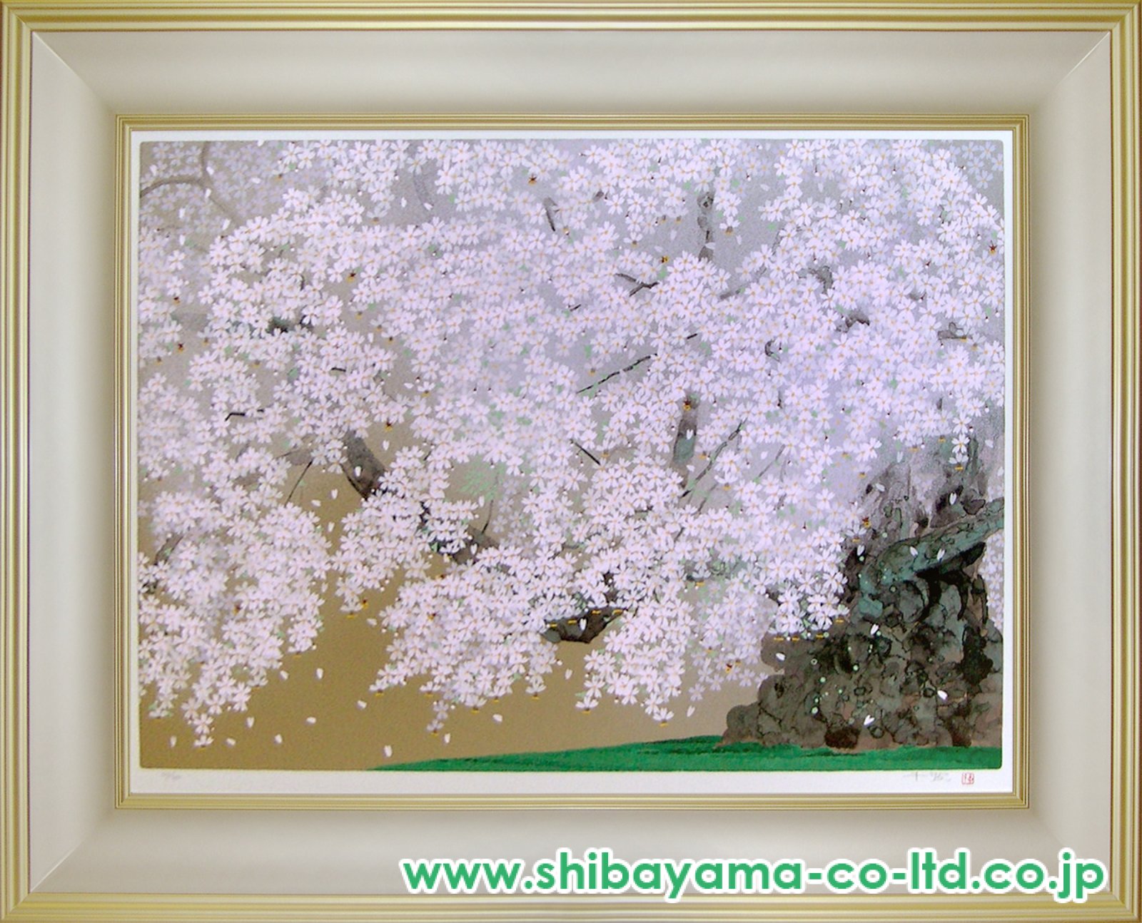 中島千波「山高神代桜」シルクスクリーン :: 絵画買取・販売 - シバヤマ