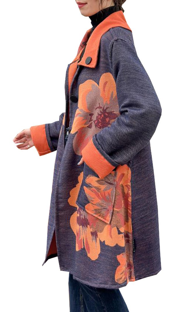 Orange / Navy Reversible Coat – Flower Collection — Winding River