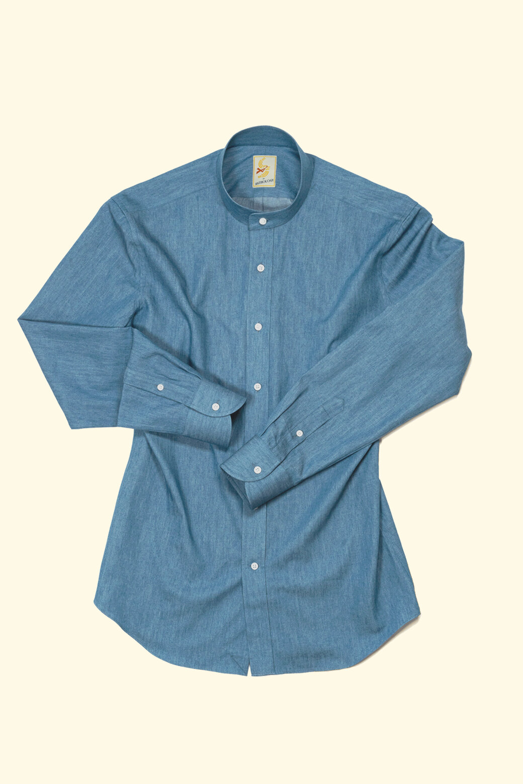 Denim Band Collar Shirt — The Anthology
