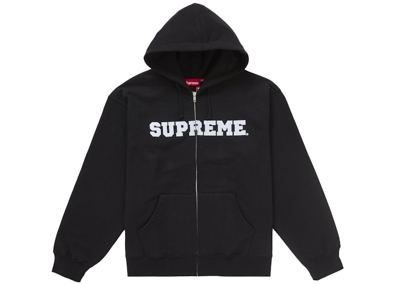 Supreme Collegiate Applique Zip Up Hooded Sweatshirt Black Men's