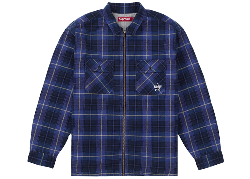 Supreme Thermal Lined Zip Up Flannel Shirt Blue メンズ - FW25 - JP