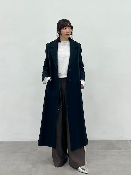 完売間近】SUPER140 ウールロングチェスターコート（ステンカラー