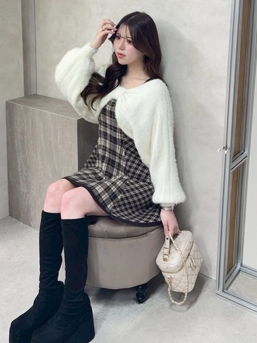 セール】フェザーチェックアンサンブルワンピース（ワンピース