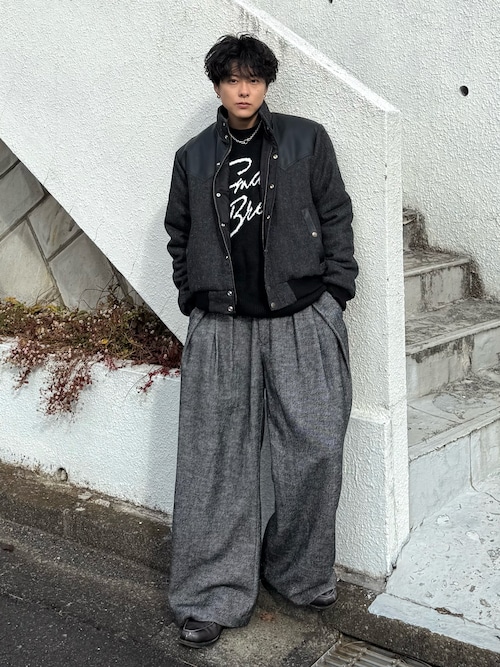 レザーヨーク中綿ツイードジャケット（ダウンジャケット/コート