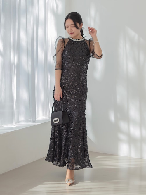 セール】【LEJA】ビジューネックスパンコールシアーマーメイド