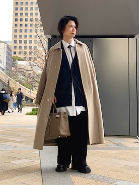 AURALEEのチェスターコート（ベージュ系）を使ったメンズ人気