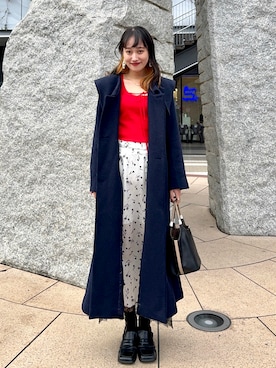 ビッグカラースリムマーメイドコートを使った人気ファッション