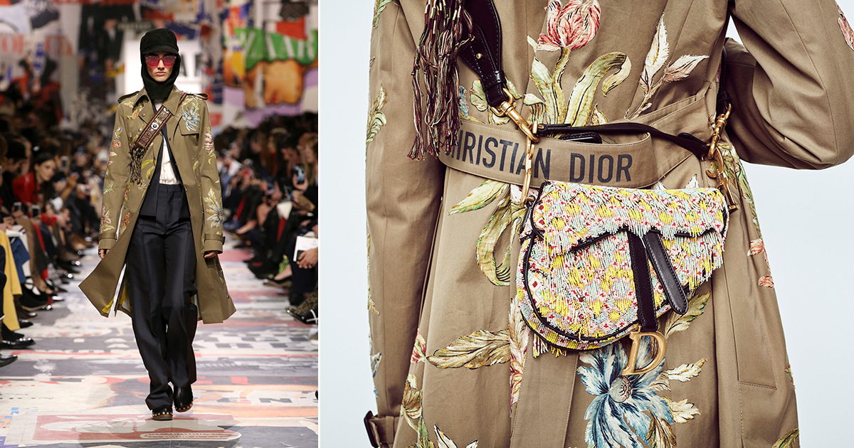 極美品 Dior ディオール 1947刺繍 ナイロン フーデッドコート 48