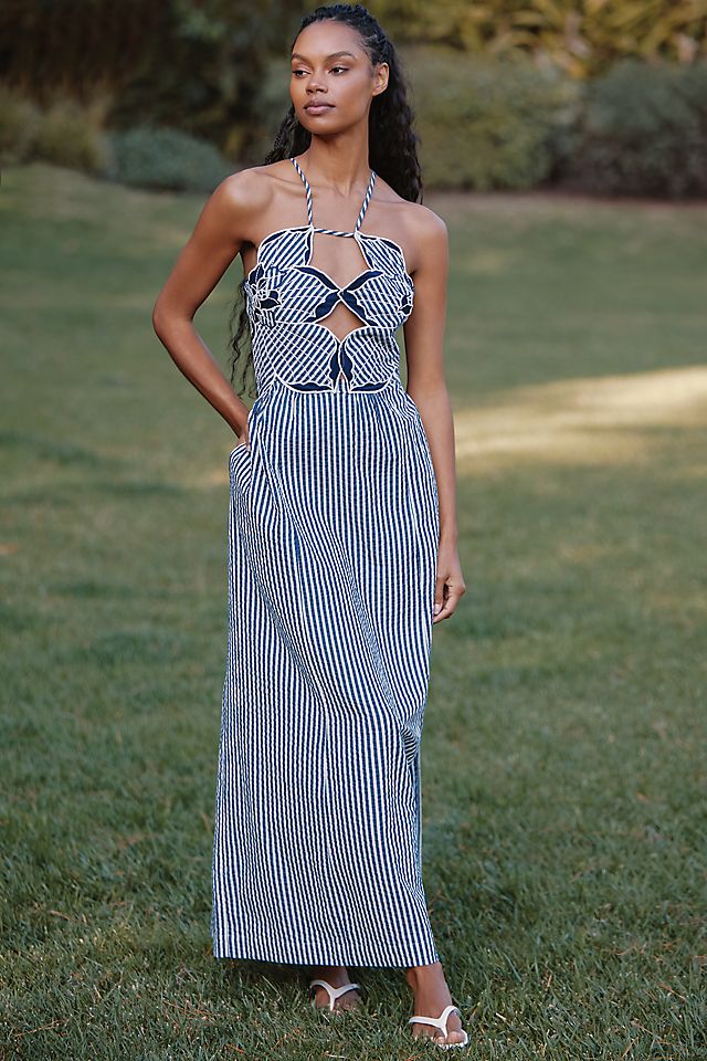 Celandine Hibiscus Cutwork Cotton Midi Dress | Anthropologie