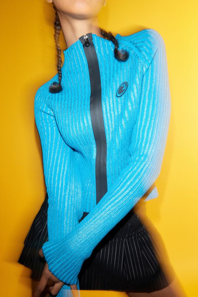 Jaded London Knit Metallic Zip-Up Cardigan | Urban Outfitters