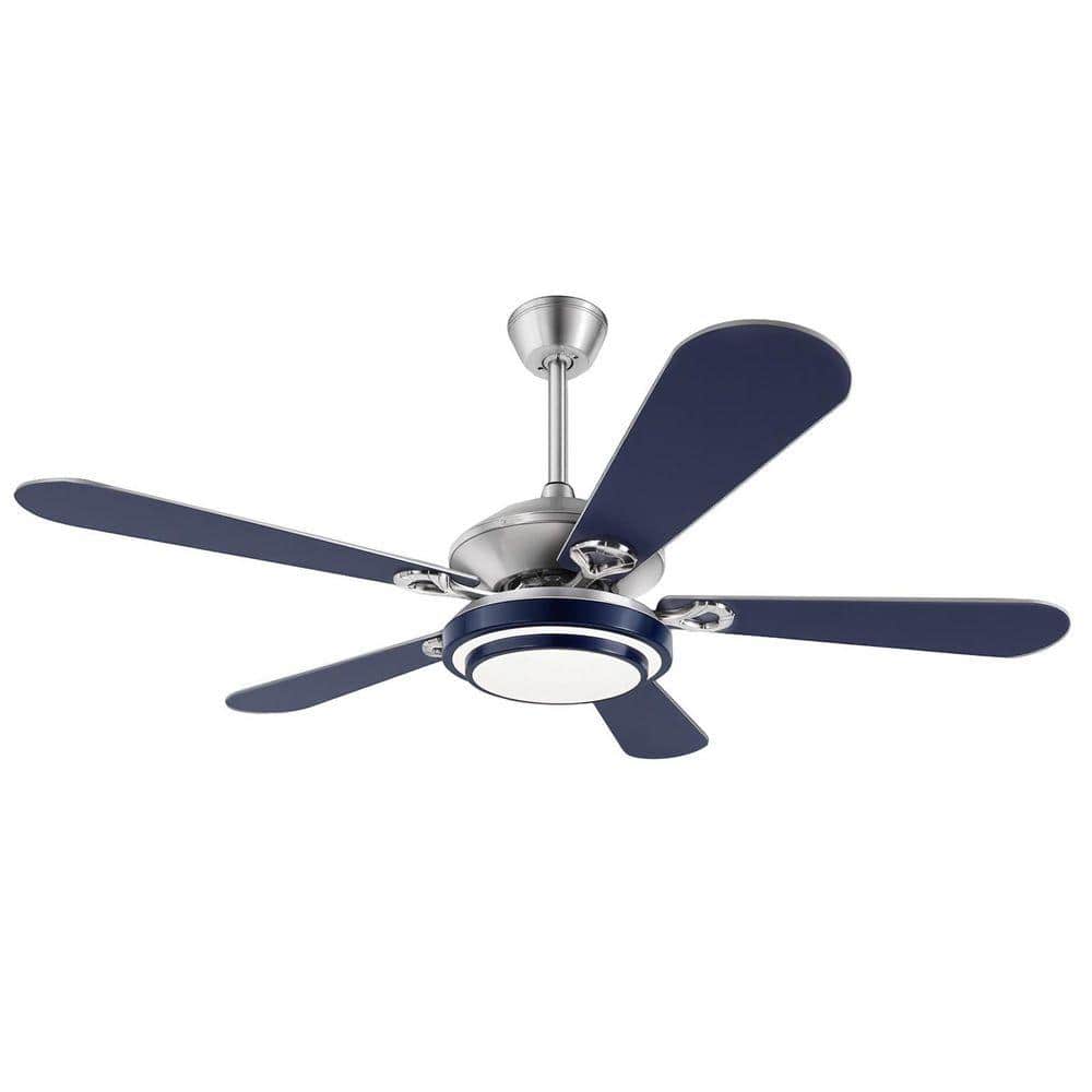OUKANING 52 in. Indoor Blue and Silver Mute Ceiling Fan for Dining