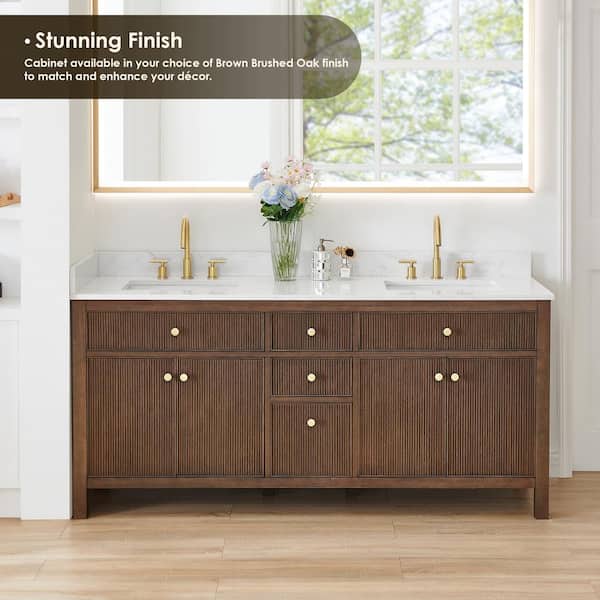 Altair Cerrito 72 in. Double Sink Freestanding Brown Oak Bath
