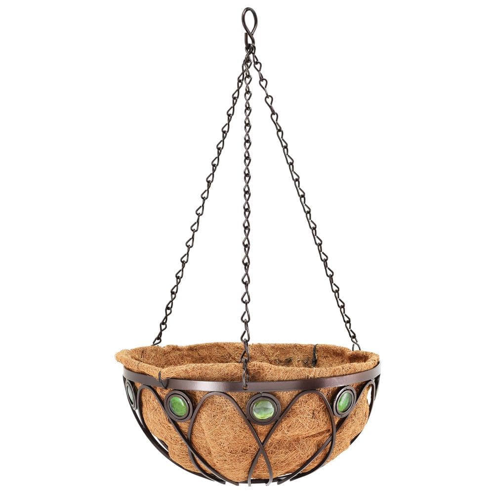 Arcadia Garden Products Emerald 16 in. Black Metal Coconut Hanging