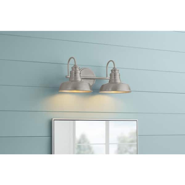 Hampton Bay Elmcroft 18.25 in. 2-Light Brushed Nickel Farmhouse