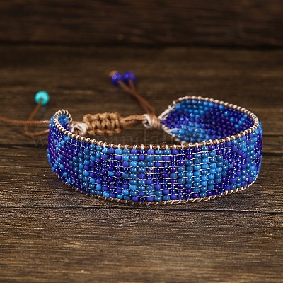 ボヘミアンスタイルのガラスビーズ編みブレスレット 女性用エスニック
