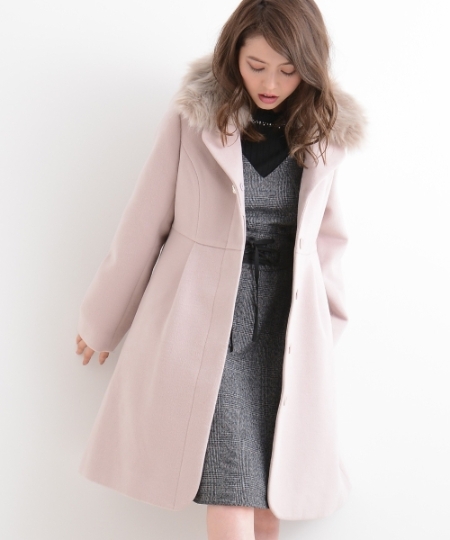 ファー衿ウエスト切替コート/MAJESTIC LEGON(マジェスティックレゴン