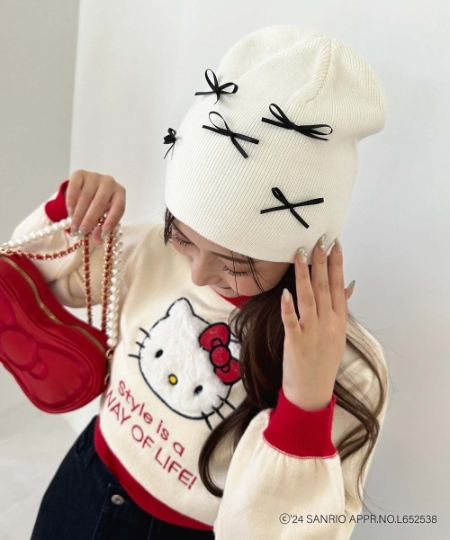 ハローキティ プチリボンニットCAP/MAJESTIC LEGON(マジェスティック