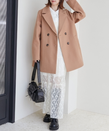 ダブルブレストハーフコート/MAJESTIC LEGON(マジェスティックレゴン