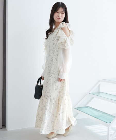 フリルリボン肩あきワンピース/MAJESTIC LEGON(マジェスティックレゴン