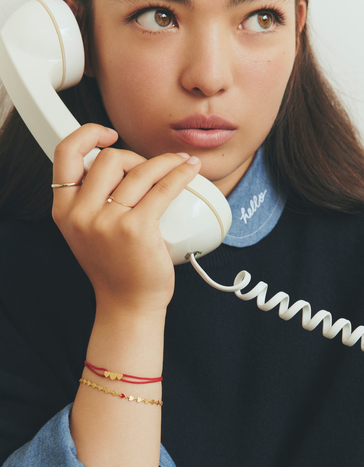 Marie-Hélène de Taillac】の3連ハートコードブレスレットとパイエット