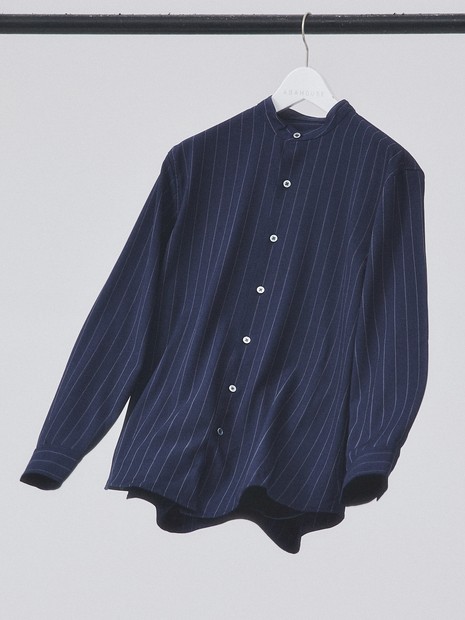 選べる】バンドカラー / レギュラーカラー ストライプシャツ｜ABAHOUSE