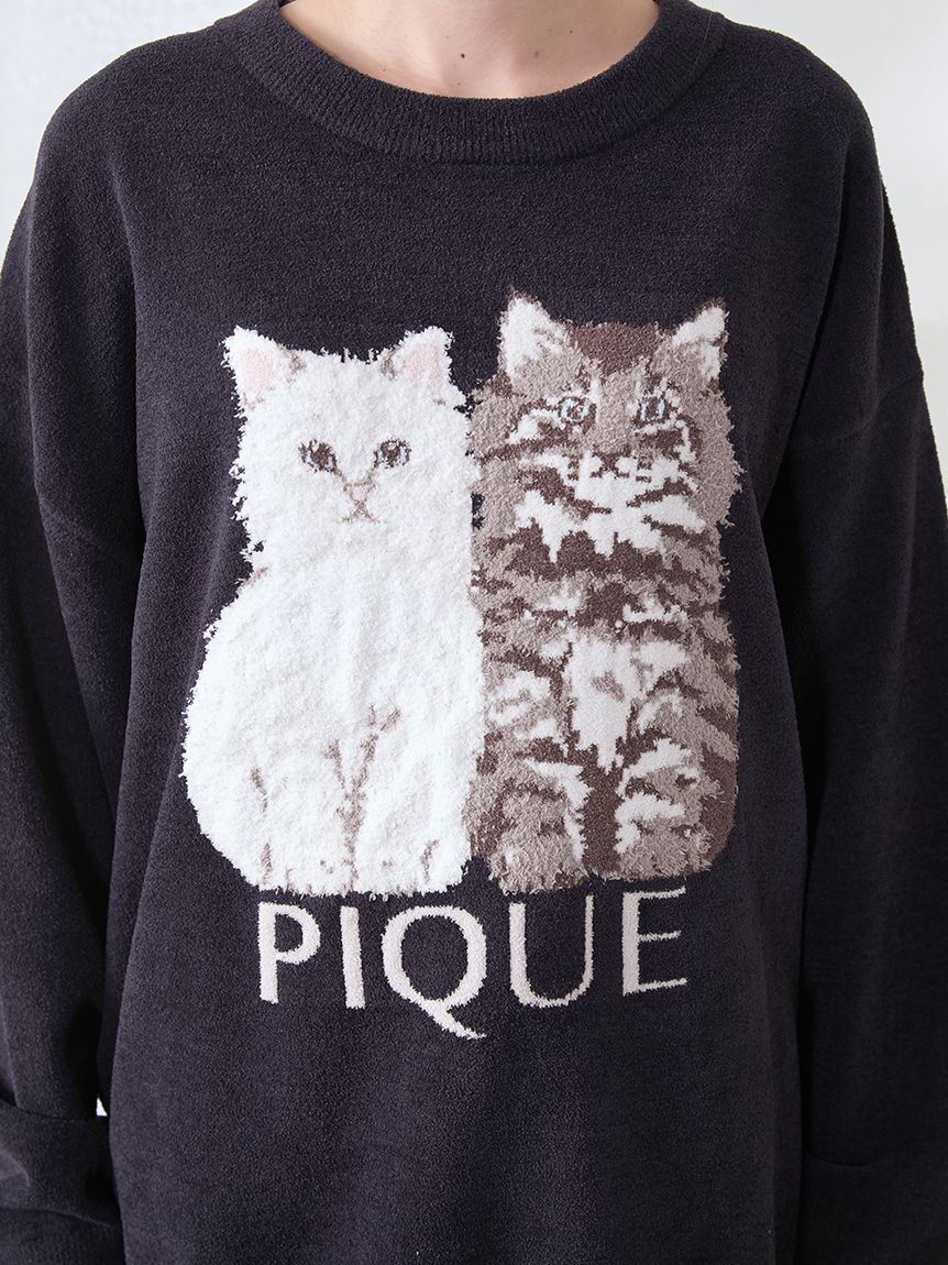 ツインキャットジャガードプルオーバー(ニットプルオーバー)｜ルーム