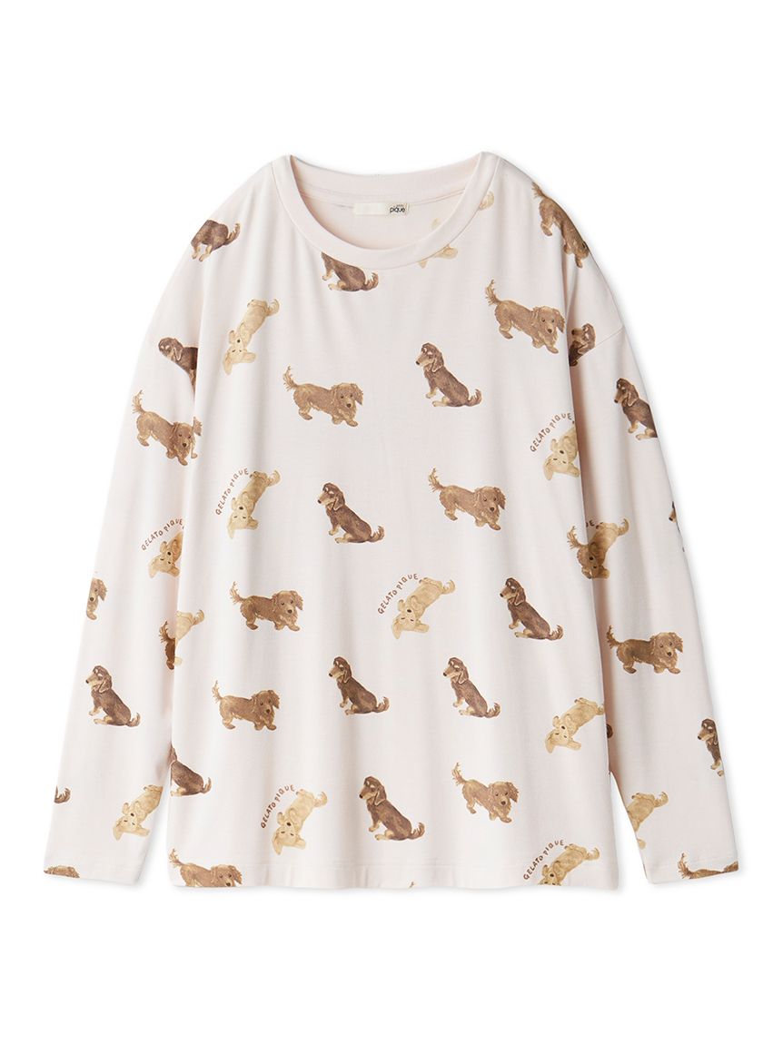 ONLINE限定】DOG柄ロンT(カットソー・Tシャツ)｜ルームウェア