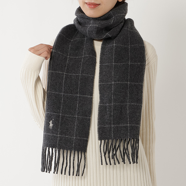 ポロラルフローレン マフラー リバーシブル グレー メンズ レディース