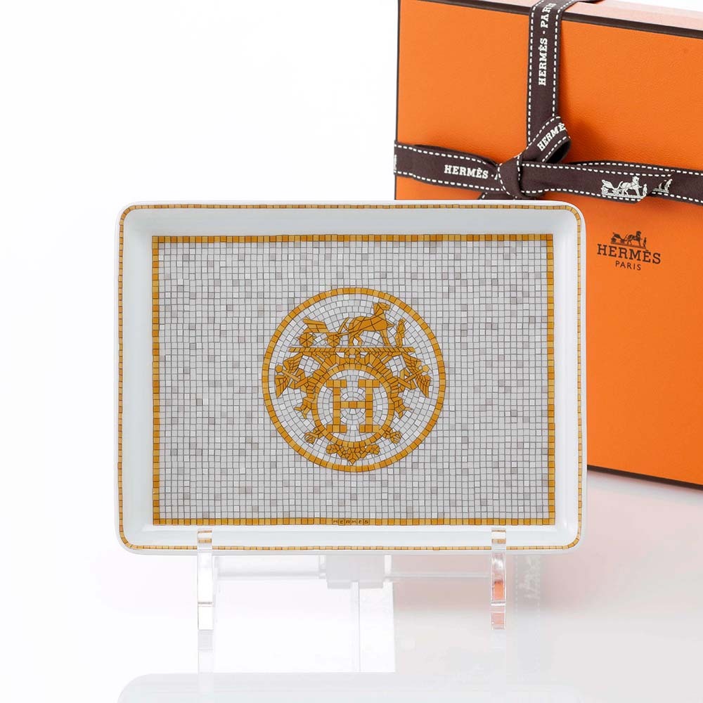 HERMES エルメス モザイク ヴァンキャトル ゴールド スクエアプレート