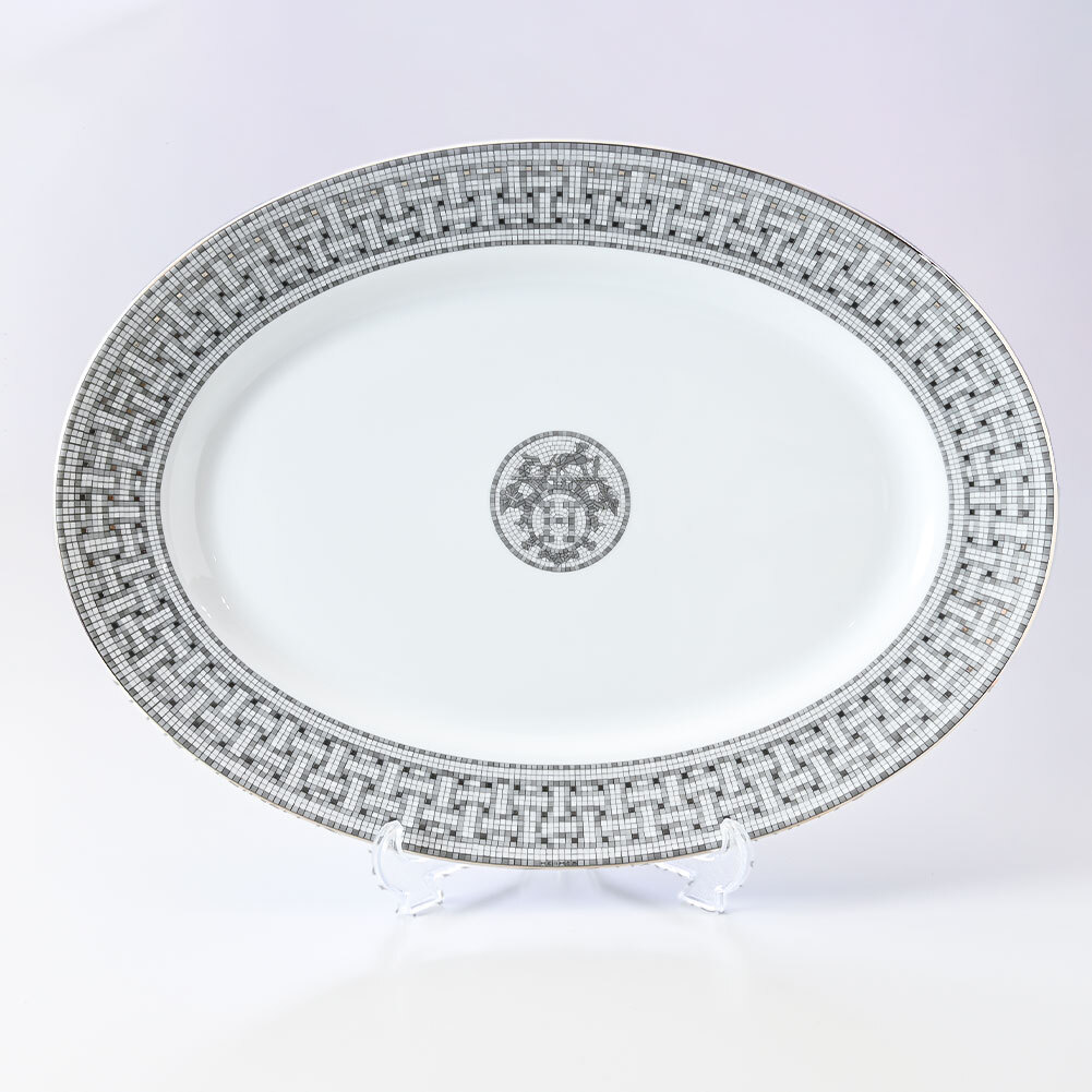 エルメス 食器 HERMES モザイク ヴァンキャトル プラチナ オーバル