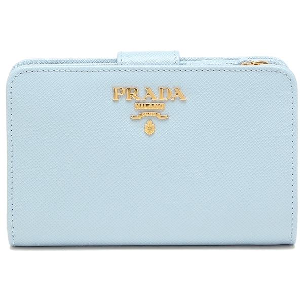 プラダ 二つ折り財布 サフィアーノ マルチカラー ブルー レディース