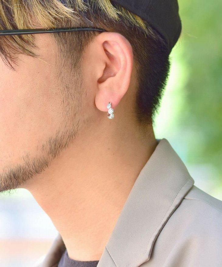 ライオンハート ピアス メンズ シャープフープ ピアス ジルコニア