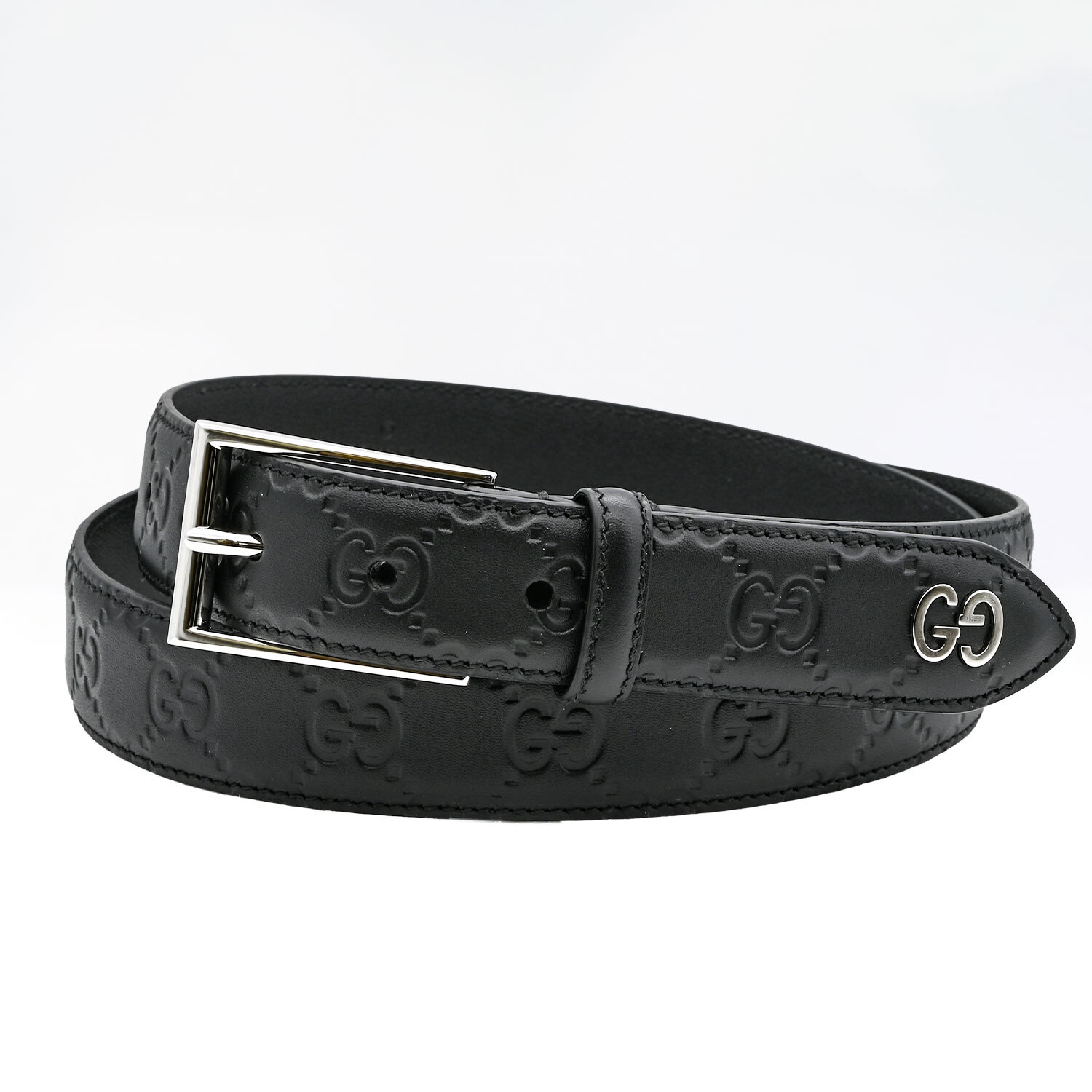グッチ ベルト メンズ シグネチャー レザー 本革 GGディテール付