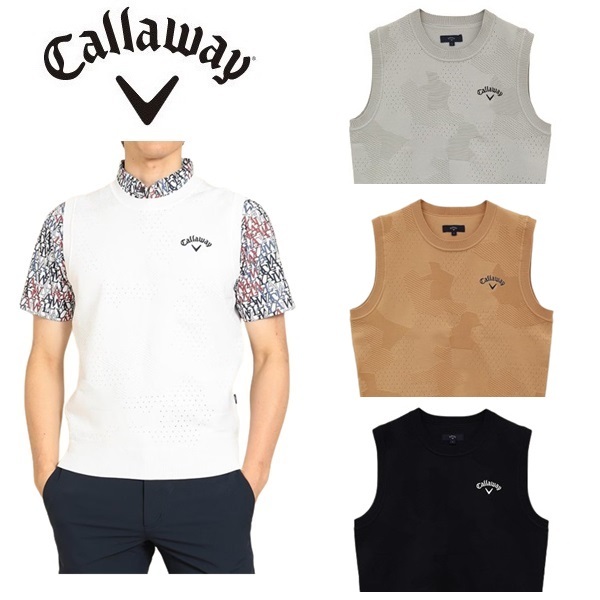 キャロウェイ ゴルフ メンズ ベスト カモフラ柄ジャガードニットベスト