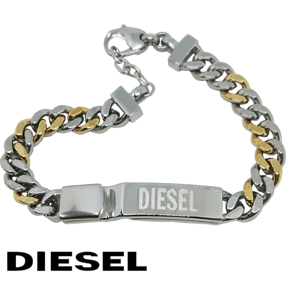 DIESEL ディーゼル ブレスレット ロゴプレート チェーン ステンレス