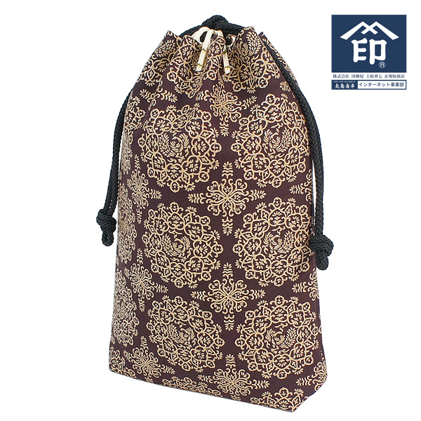 印伝 【甲州印伝 印傳屋 上原勇七】合切袋 巾着【当店特別発注】【マチ