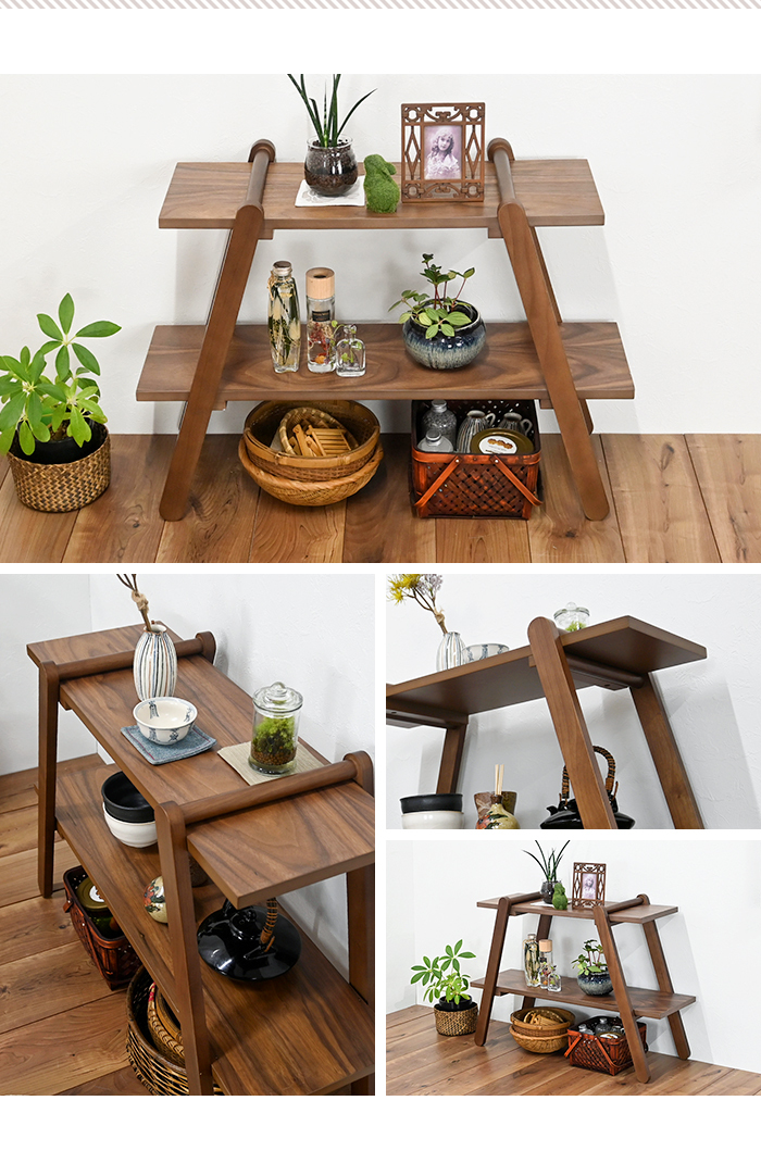 オープンラック 2段 ラック シェルフ 木製 幅78 ウッドラック