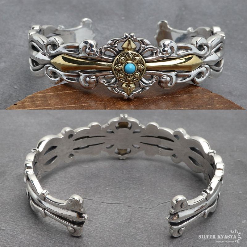 シルバー925 クロスバングル 重厚 ワイドバングル メンズ 腕輪 太幅