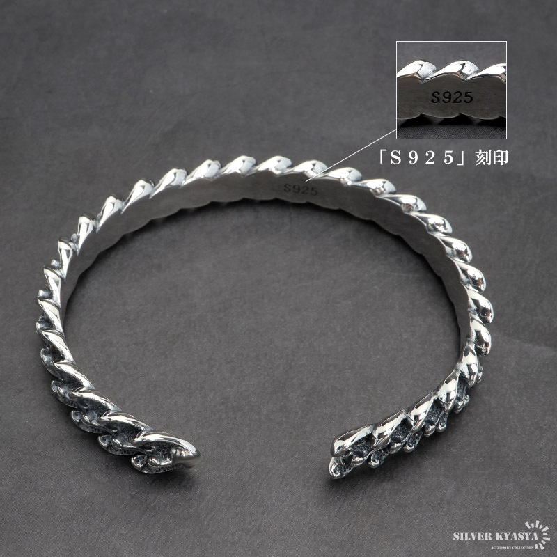 シルバー925 ドラゴンバングル 龍の鱗 燻 龍バングル 竜 辰 重厚感