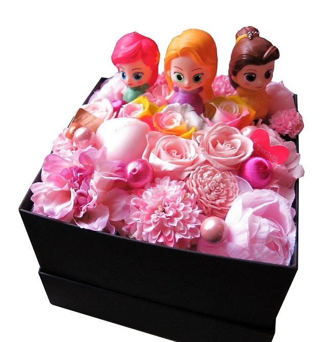 ディズニー プリンセス 花束風 フラワーギフト 箱を開けてサプライズ